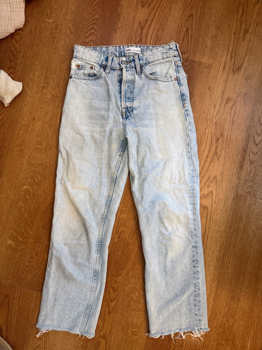 Zara Light Blue High-Rise Straight Jeans
